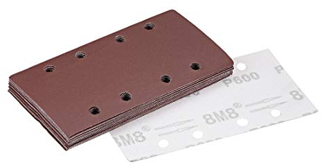sourcing map 600 Grit 1/3 Sanding Sheet Sander Sandpaper Hook and Loop Pads 8 Hole 15pcs