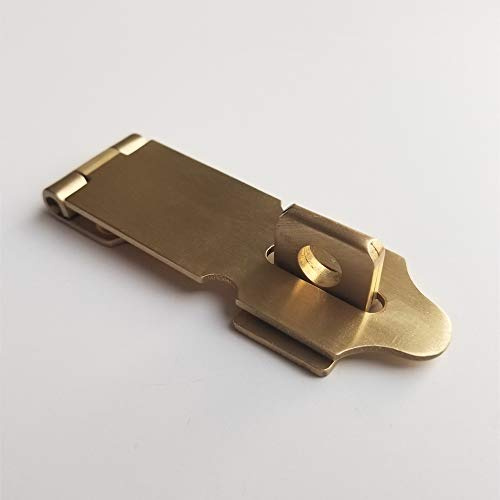 Runningfish Solid Brass Padlock Hasp, Heavy Duty Door Clasp, Safety Lock Latch for Antique Modern Furniture Drawers Cabinet Doors