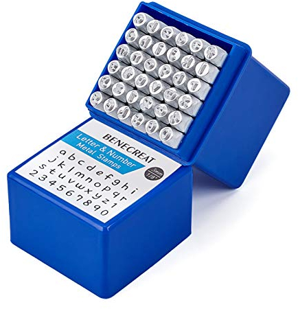 BENECREAT 36 Pack 3mm Low Case Buchstaben und Zahlen Metallstempel Stempel mit Werkzeugkoffer Matte Design Lochstempel für Schmuck Leder Holzstempel