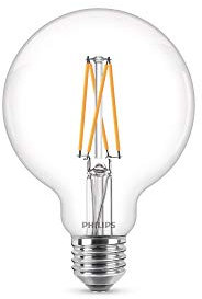 Philips ampoule LED Globe E27 60W Blanc Chaud Claire Compatible Variateur, verre