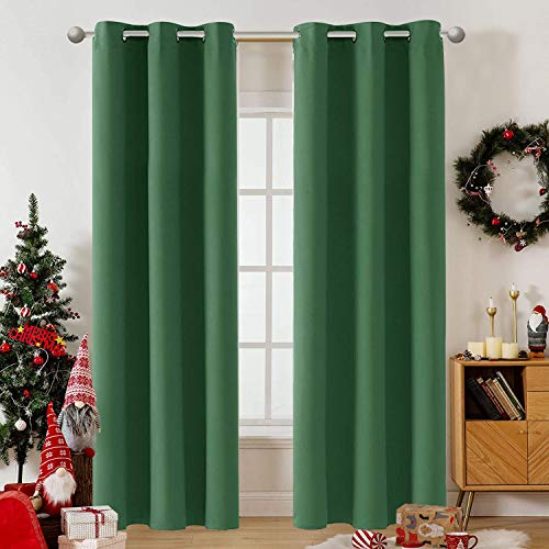 Muutos Curtains Modern, Scheibengardinen Blickdicht, Verdunkelnd Thermo Schalldämmend für Dekoration Weihnachten, H 255 x B 120cm, Grün