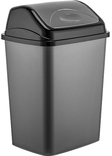 27 Litre Plastic Flip Top Waste Bin - Swing Lid Garbage Rubbish Kitchen Dustbin | Garbage Trash Can Waste | Bin For Home, Office, Kitchen - Swing Flip Top Closure, High Grade, Strong Robust - 27L