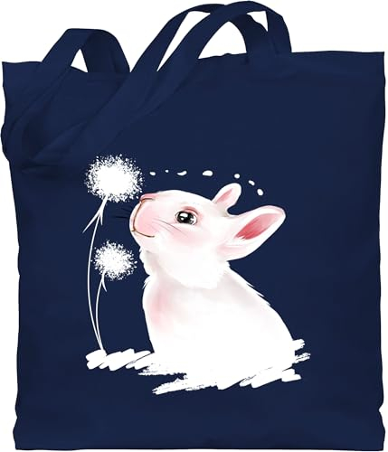 Baumwolltasche - Ostergeschenk Ostern - Hase mit Pusteblume - Unisize - Navy Blau - osterngeschenke osterhasentasche oster hasen erwachsene hasentasche ostergeschenke ostermotiv bunny stoffbeutel