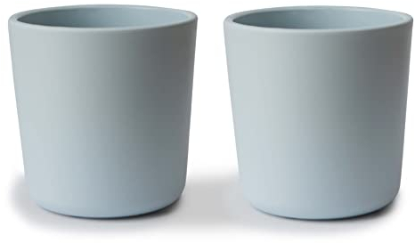 Mushie Tasse de vaisselle pour enfants | Ensemble de 2 tasses de table réutilisables | Résistantes au lave-vaisselle et au micro-ondes | Facile à tenir pour l'enfant Fabriqué au Danemark | Powder Blue