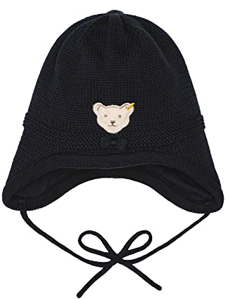 Steiff Baby Girls Bommel Beanie-Mütze, Navy, 47