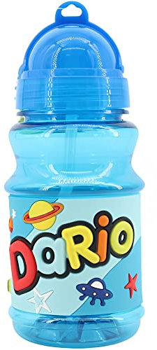 PLUS HOME Botella Agua con nombre Dario para niños, 100% a prueba de fugas, sin BPA, 350 ml, para guardería, colegio, viajes y deporte Regalo de Niños 5-10 años para Colegio Cumpleaños(350ML)