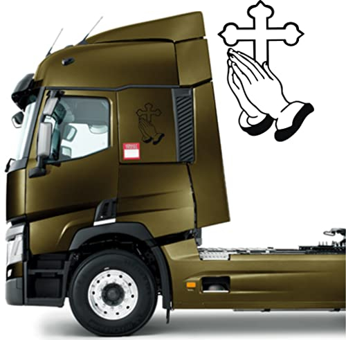 DualColorStampe Aufkleber kompatibel mit Scania Iveco Man Daf Volvo Tir, Kreuzfahrt, Madonna Dekoration, LKW, Zubehör, Auto-Aufkleber, COD.0226 (schwarz)