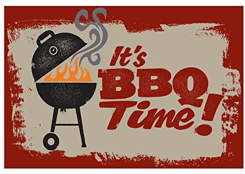 LILENO HOME Grill u. BBQ Matte 75 x 120 cm (Its Time Rot Beige) - als perfekte bodenschutz Unterlage für Gas Holzkohlegrill - Grillunterlage Bodenschutzmatte Familien-Grillabend, 70185