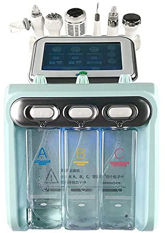 Hidrógeno Oxígeno pequeña burbuja Máquina de belleza facial 6 en 1 Dermoabrasión RF Masaje facial limpieza herramientas para el cuidado de la piel Instrumento de rejuvenecimiento de la piel,Green-EU