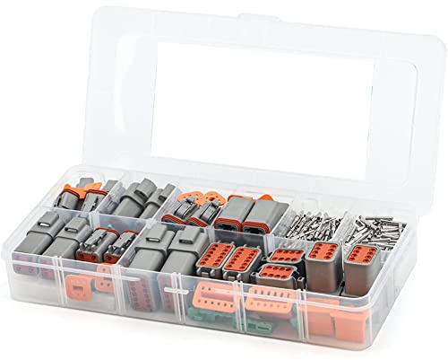 Yoiimiya 188PCS Deutsch DT Gray Connector Kit with 16 Solid Contacts in 2,3,4,6,8 and 12 Pin Configurations,Automotive Connectors