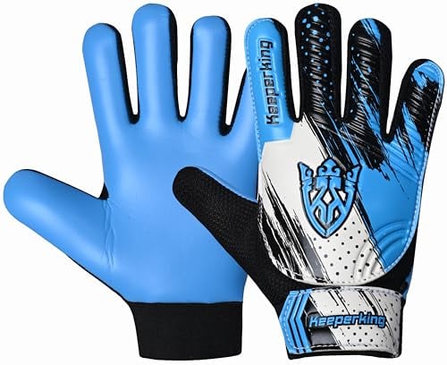 Keeperking Torwarthandschuhe Kinder Clawxen, Jungen und Mädchen, Junior Fußballhandschuhe Fußball Spielerhandschuhe für Jungen tormannhandschuhe (7,C3-Cyan-Blue)