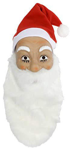 KarneLux Weihnachtsmann Maske mit Bart und Mütze