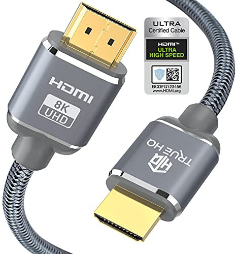 True HQ Ultra High Speed HDMI Cable 2.1 Certified 1M Premium 8K HDMI Cable Ultra HD 48Gbps | 8K@60Hz 4K@120Hz 144Hz RTX3080 PS5 Xbox Series X | VRR eARC HDCP 2.2/2.3 Dolby HDR10 4:4:4 LG OLED TV