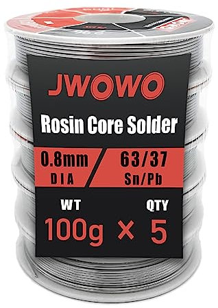 Kolophoniumkern-Lötdraht für elektrisches Löten (0,8 mm/100 g, 5 Stück), von JWOWO