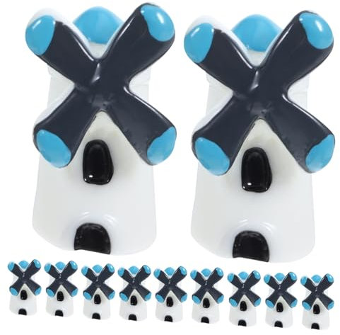 ibasenice 60 STK Mikro-landschaftsverzierung Dekorative Windmühlen Für Zu Hause Mikrolandschaftsornament Mikro-landschaftshaus Windmühlenskulptur Dorf Miniatur 3D Puzzle Harz Niedlich