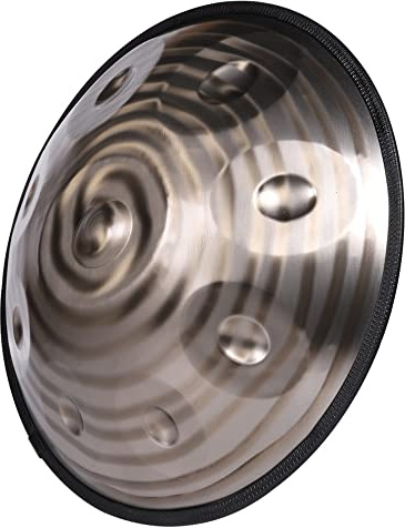 Steel Drum Instrument, Handpan Drum in D Minor, 432Hz 10 Notes Steel Hand Pan Drum Set with Soft Handpan Bag, Mallets, Handpan Stand,Silver