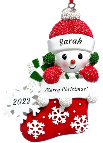 Personalisierter Christbaumschmuck zur ersten Geburt des Babys 2024, individueller Weihnachtsschmuck mit Namen, Schneebaby im Strumpf, Weihnachtsbaumschmuck, Weihnachtsdekorationen, Ornamente