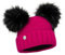ELIMELI Winter Damen Mütze mit Zwei Bommeln - warme Wintermütze mit kunstfell Bommel - Slouch Beanie Damen - Bommelmütze für Damen - Fleece gefütterte Damenmütze (Fuchsia)