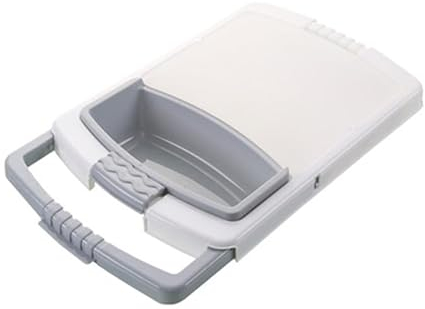 Planche à Découper Sur L'évier Avec Passoire, 3 En 1, Passoire D'évier De Cuisine, Planche à Découper En Plastique, Panier De Rangement, Planche à Découper Multifonction(gris)