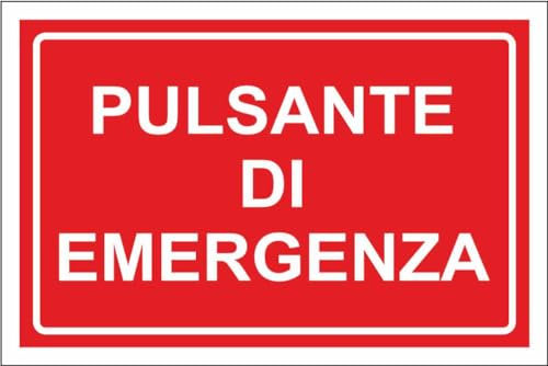 M-ITALY CARTELLO SEGNALETICO - PULSANTE DI EMERGENZA - Adesivo Extra Resistente, Pannello in Forex, Pannello In Alluminio (30x42, Alluminio)