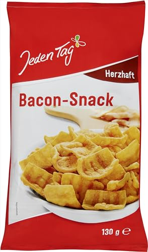 Jeden Tag Bacon Snack 130g | Knuspriger Genuss, herzhaft kräftiger Weizensnack mit Schinken & Speck Geschmack (1er Pack)