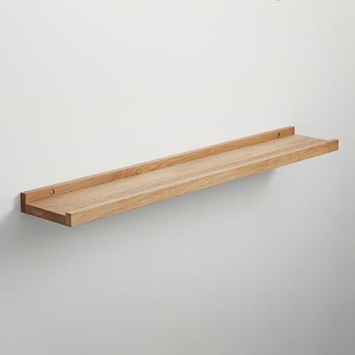 BestLoft.de Bilderleiste Holzregal Wand Regal Bilderleiste Eiche Floating Shelf Flur Regal Holz Deko Wand Wandregal Holz aus massiv (Eiche Hell, Breite: 120cm / Tiefe: 15cm)