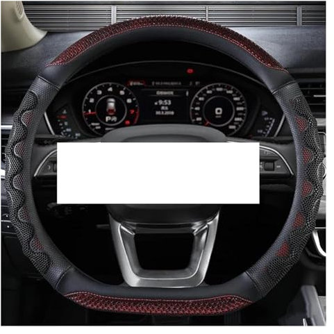 PU Leder Sport Nicht-Slip Auto Lenkrad Abdeckung 38 cm Für Audi A1 8X A2 A3 A4 A5 A6 Für Avant Auto Zubehör (Color : RED D Shape)