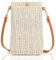 SHIQUAN Handytasche zum Umhängen Damen,Strohtasche mit Langem Gurt