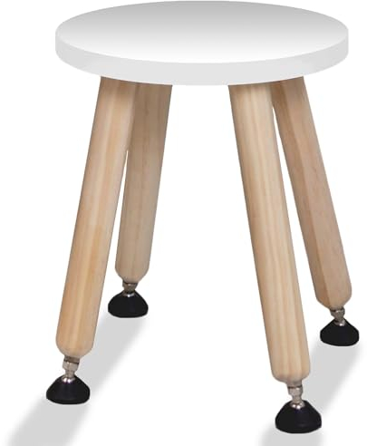 Cateam Marchepied en bois pour enfants et tout-petits - 1 pièce - Blanc - Tabouret pour enfants avec pieds extensibles - Tabouret de table sensoriel - Tabouret rond pour enfants avec pieds de