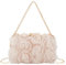 MilyaDE Damen Clutch Tasche Chiffon Blumen Brauttasche Hochzeit Handtasche Henkeltasche Abendtasche mit Strass Henkel Kette, Champagnerfarben