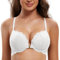 Deyllo Women's Front Closure Bras Push Up Lace Racer Back Underwire Padded Plunge Bra(White,34C)