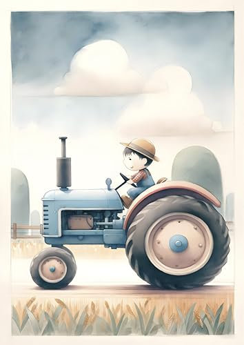 Heimisch Wunder Traktor Poster DIN A4 für Kinderzimmer – Charmante Wanddekoration für Jungen und Mädchen – Liebevolle Deko für das Kinderzimmer