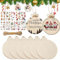 HahaGo Holzornamente zum Basteln, 100 Stück Holzscheiben und 10 Aufkleber, unlackierte Kreisscheiben, DIY-Weihnachtsbaumschmuck, vorgebohrte Scheiben für Urlaub, Weihnachten, hängende