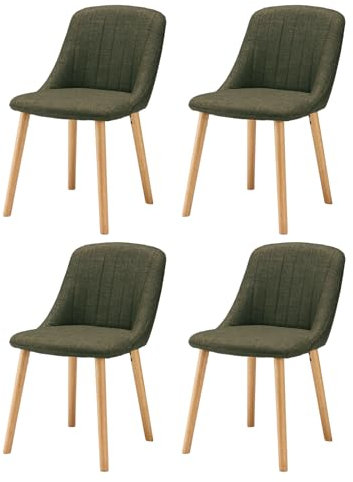 Goeurvant Esszimmerstuhl 4er Set mit Holzbeine Grün Polsterstuhl Küchenstuhl Wohnzimmerstuhl Stühle Esszimmer aus Polyester für Esszimmer Küche