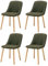 Goeurvant Esszimmerstuhl 4er Set mit Holzbeine Grün Polsterstuhl Küchenstuhl Wohnzimmerstuhl Stühle Esszimmer aus Polyester für Esszimmer Küche