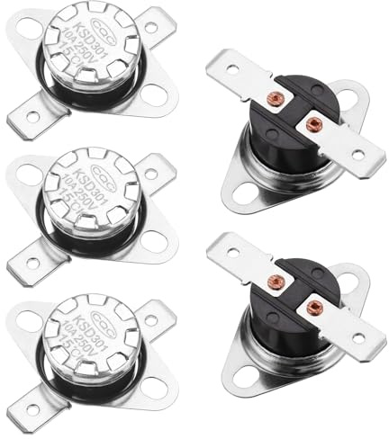 QUARKZMAN 5 Stück KSD301 Thermoschalter 15°C Normalerweise Öffner 250V 10A Thermostat Snap-Disc Temperaturschalter für Mikrowellen, Backöfen, Kaffeemaschinen, Bakelit-Material