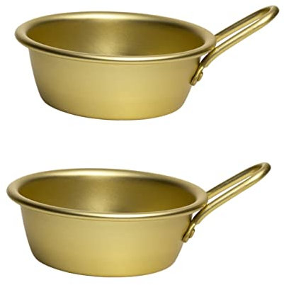 MOLUCKFU 2stücke Koreanische Reisweinschüssel Aus Aluminium Mit Griff Stilvolles Geschirr Für Bbq Für Suppen Instant-nudeln Und Beilagen Und Langlebig