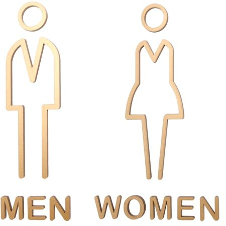 Unisex Toilet Sign for Door, WC Plaque for Ladies and Gentlemen Self Adhesive Loo Sign Decorative Home Bathroom Shops Office Hotels Pubs