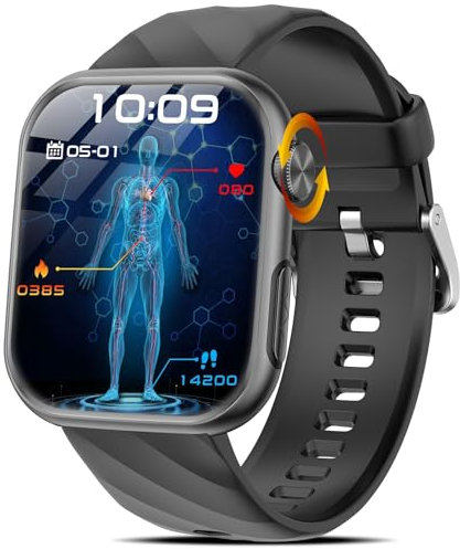 Marsyu Montre Intelligente 𝐠𝐥𝐲𝐜é𝐦𝐢𝐞 𝐄𝐂𝐆+HRV/Acide Urique/BMI Hommes Femmes,1.97AMOLED Montre Connectée Santé avec Fonction Téléphone/Fréquence Cardiaque/SPO2/Moniteur Sommeil Montre Fitness