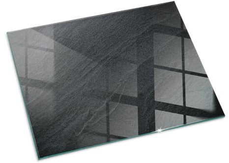 Kamin Bodenplatte Glas 80x60 cm Herdboden Rechteckig Schutz vor Glut Sicherungsblech Polierte Kanten Schutz vor Schäden Bodenbelag Wohnzimmer Spritzwasserschutz - Natursteinstruktur