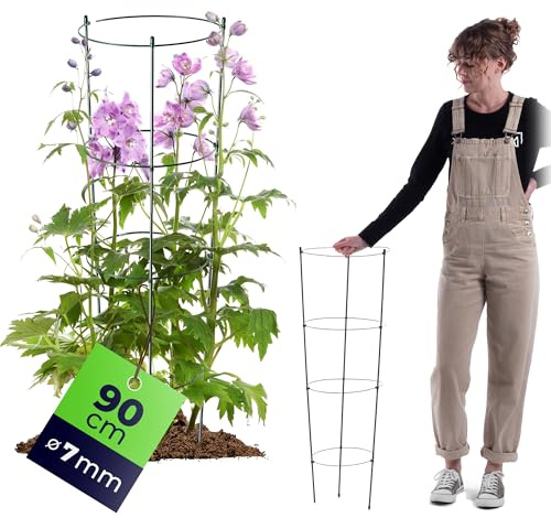 KADAX Rankhilfe für Pflanzen, 90cm, Pflanzenstütze aus Stahl, Blumenstütze, Pflanzenhalter, Rankgitter für Kletterpflanzen im Garten oder Blumentopf, Rankturm für Tomaten