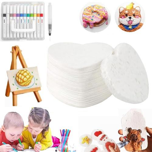 Kit de pintura mágica de textura de espuma 3D, pintura hinchada mágica Zealburst, kit de pintura de textura de dibujo de palomitas de maíz, suministros de arte y manualidades (corazón)