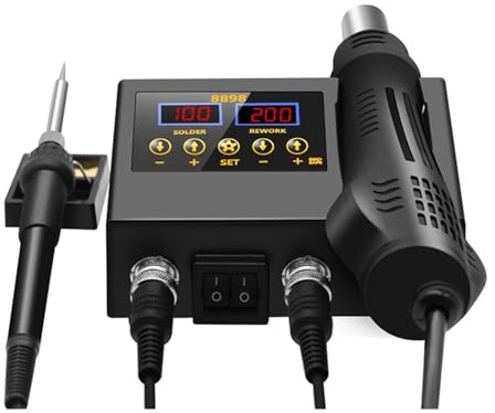 Welding Station, Soldering Station 2 in 1 Hot Air Soldering Iron LCD Digital Display Welding Station for Repair