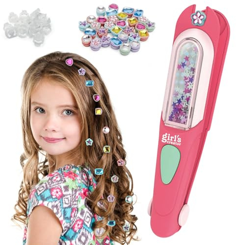EDLMKM Hair Gem Stamper Kit, Hair Accessories for Girls, Hair Jewels, DIY Hair Styling Tool with Reusable Shining Diamonds, Girls Toys, 5 6 7 8 9 10 Year Old Girls Gifts