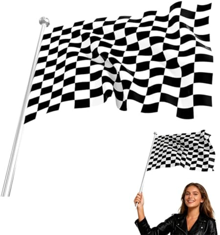 1 articolo Bandiera a Scacchi, Bandiera Motorsport a scacchi bianca e nera, Bandiera a Scacchi Bianca e Nera 90x150cm, Bandiera auto da corsa, Festa di compleanno, Bandiera traguardo