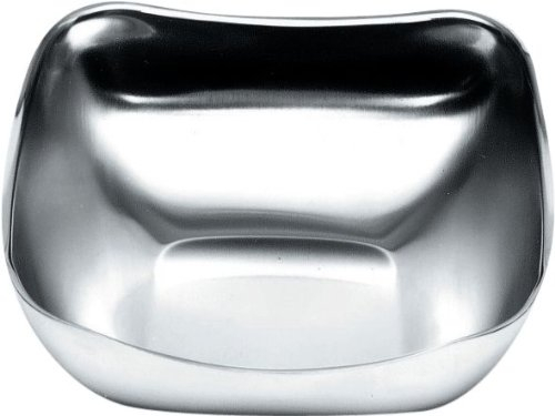 Alessi 805 Schale viereckig aus Edelstahl, mattiert mit glänzendem poliertem Rand