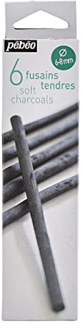 Pébéo 383120 Peinture 1 Boîte de 6 Fusains Tendres Noir
