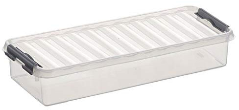 6X SUNWARE Q-Line Box - 2,5 Liter - 385 x 140 x 65 mm - transparent/Silber