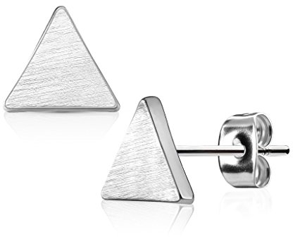 beyoutifulthings Damen 1 Paar Ohringe Ohrringe Set Stecker Edelstahl Chirurgenstahl Dreieck gebürstet silber