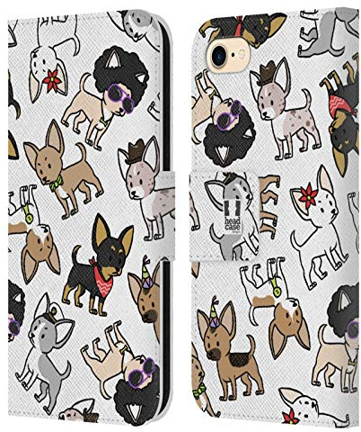 Head Case Designs Chihuahua Dog Breed Patterns Leather Wallet Case Compatible With Apple iPhone 7/8 / SE 2020 & 2022